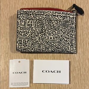 Coach X Disney Black and White Mickey Keith Haring Card Holder